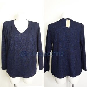 Michael Kors Career Black Twilight Blue Blouse NWT sz 1X